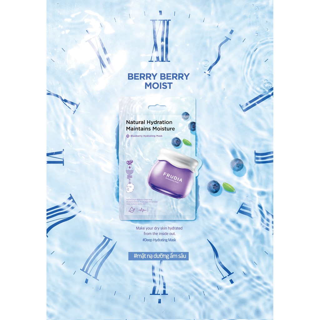 [Mua 2 tặng 1] Mặt Nạ Dưỡng Ẩm Dành Cho Da Khô Chiết Xuất Việt Quất Frudia Blueberry Hydrating Mask 20ml/1pcs (new)