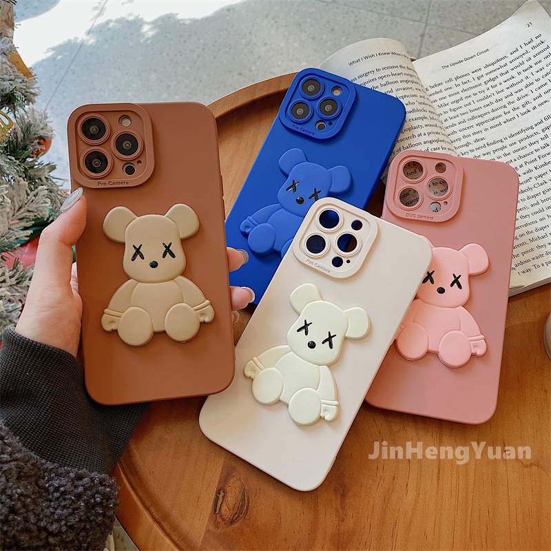 Ốp điện thoại TPU silicon mềm kiểu gấu ba chiều cho Iphone 13 12 11 PRO MAX XR 7 8 Plus