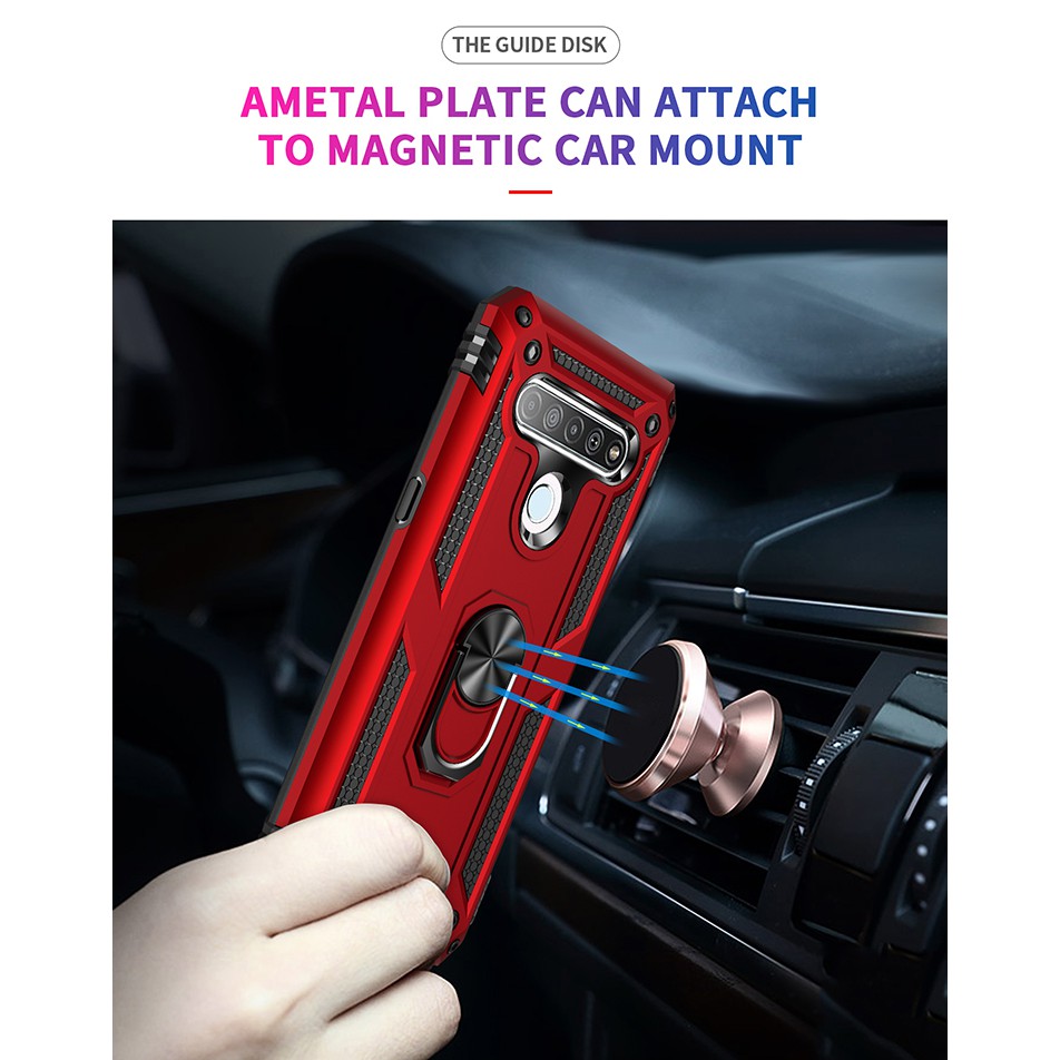 Ốp Lưng Bảo Vệ Điện Thoại Màu Sắc Đơn Giản Có Giá Đỡ Nam Châm Cho Lg Q61 K61 Q630