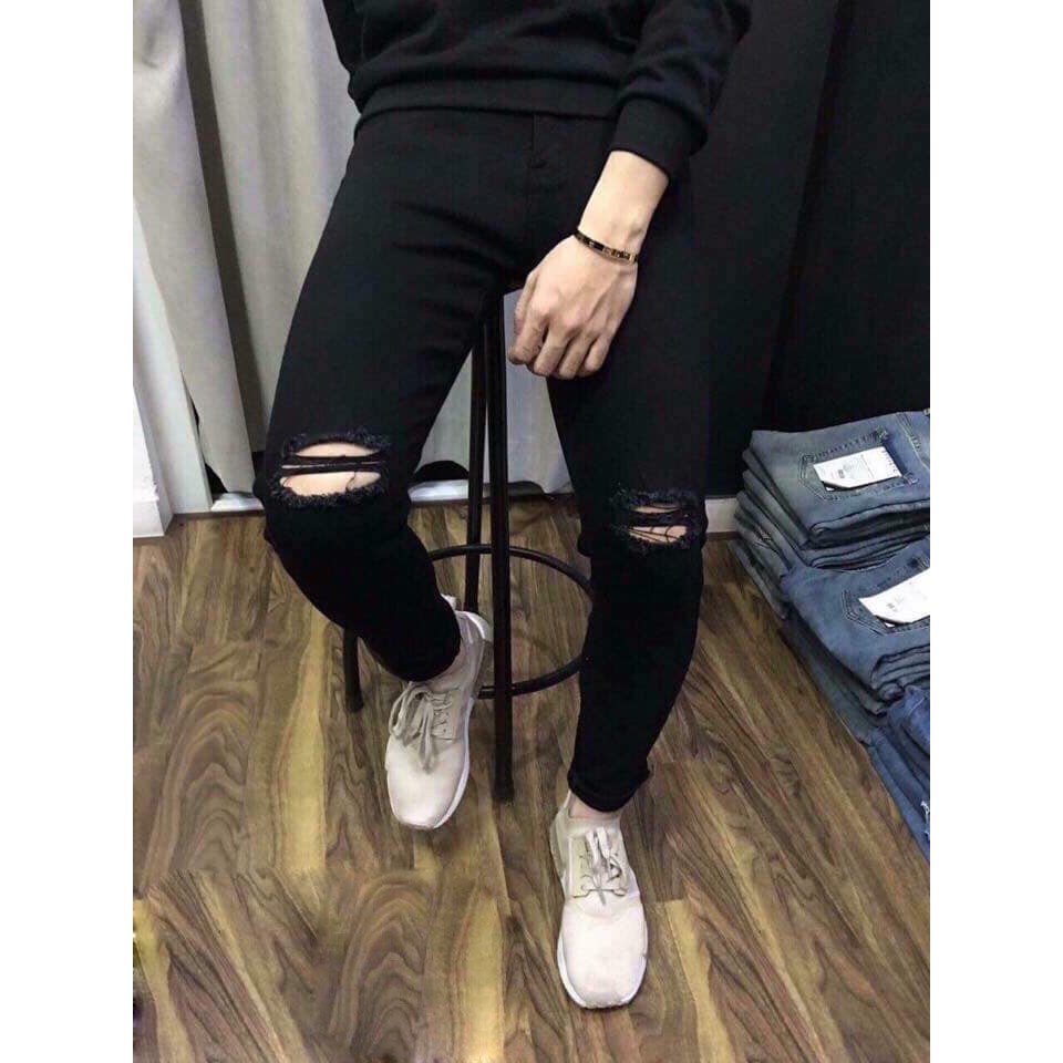 Quần Bò Rách Gối Dáng Body Chất Co Giãn Nhẹ Hàn Quốc | BigBuy360 - bigbuy360.vn