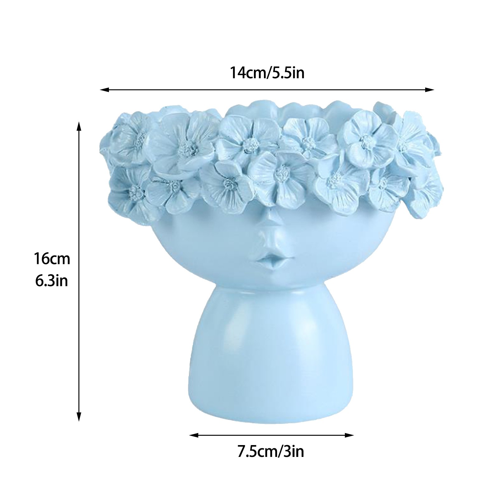 Mona Vase Resin Flower Pot Modern Home Ornaments Decor 16x14x14cm Head Desktop Vases