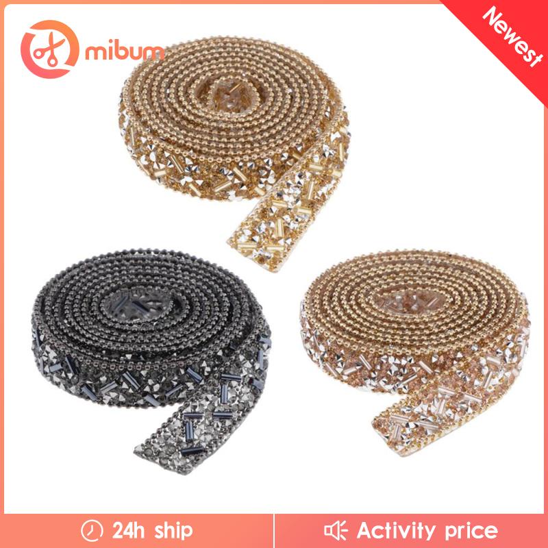 Cuộn Dây Ruy Băng Đính Đá Pha Lê Dài 1 Yard 1.5cm Dùng Trang Trí Quần Áo