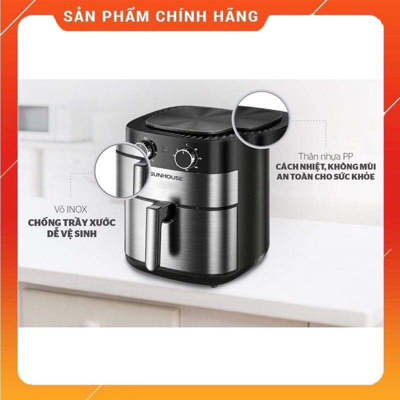 [Mã ELHADEV giảm 4% đơn 300K] nồi chiên không dầu 6L SUNHOUSE SHD4026 hàng chính hãng giá tốt