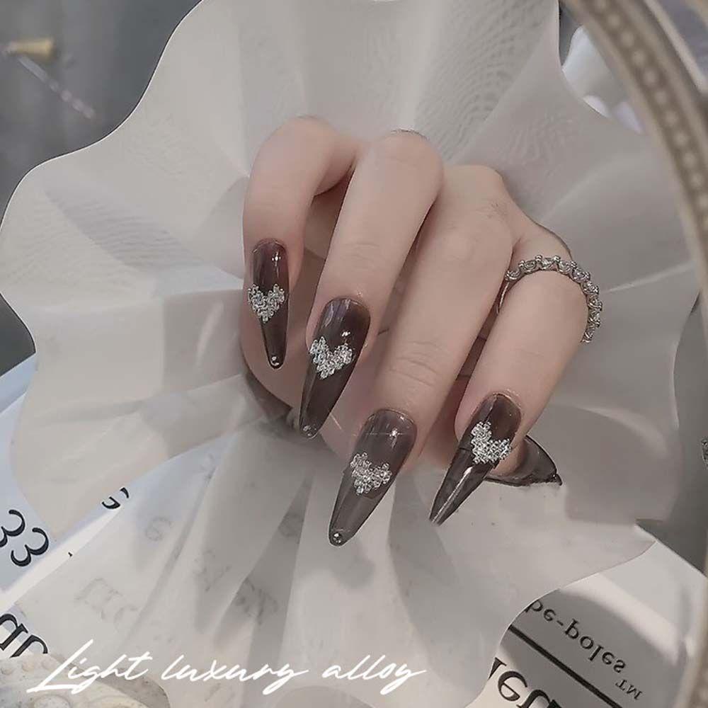 OCEANMAP Phụ Kiện Trang Trí Móng Tay Nghệ Thuật Hình Trái Tim Bằng Hợp Kim