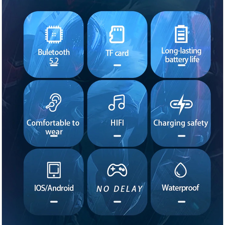 Tai Nghe Không Dây Bluetooth Nhét Tai Thể Thao Chống Thấm Nước Mic Dành Cho Game Thủ Pin Dùng 50H Liên Tục
