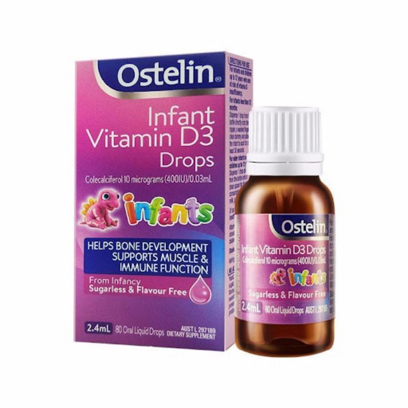 Ostelin Infant Vitamin D3 Drops nhỏ giọt dùng cho từ trẻ sơ sinh 2,4ml
