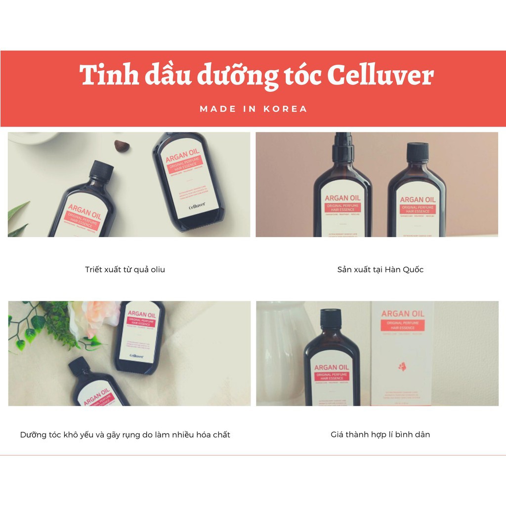 Tinh dầu dưỡng tóc Celluver Hàn Quốc giúp vào nếp cho tóc xoăn, bóng tóc và phục hồi hư tổn 100ml