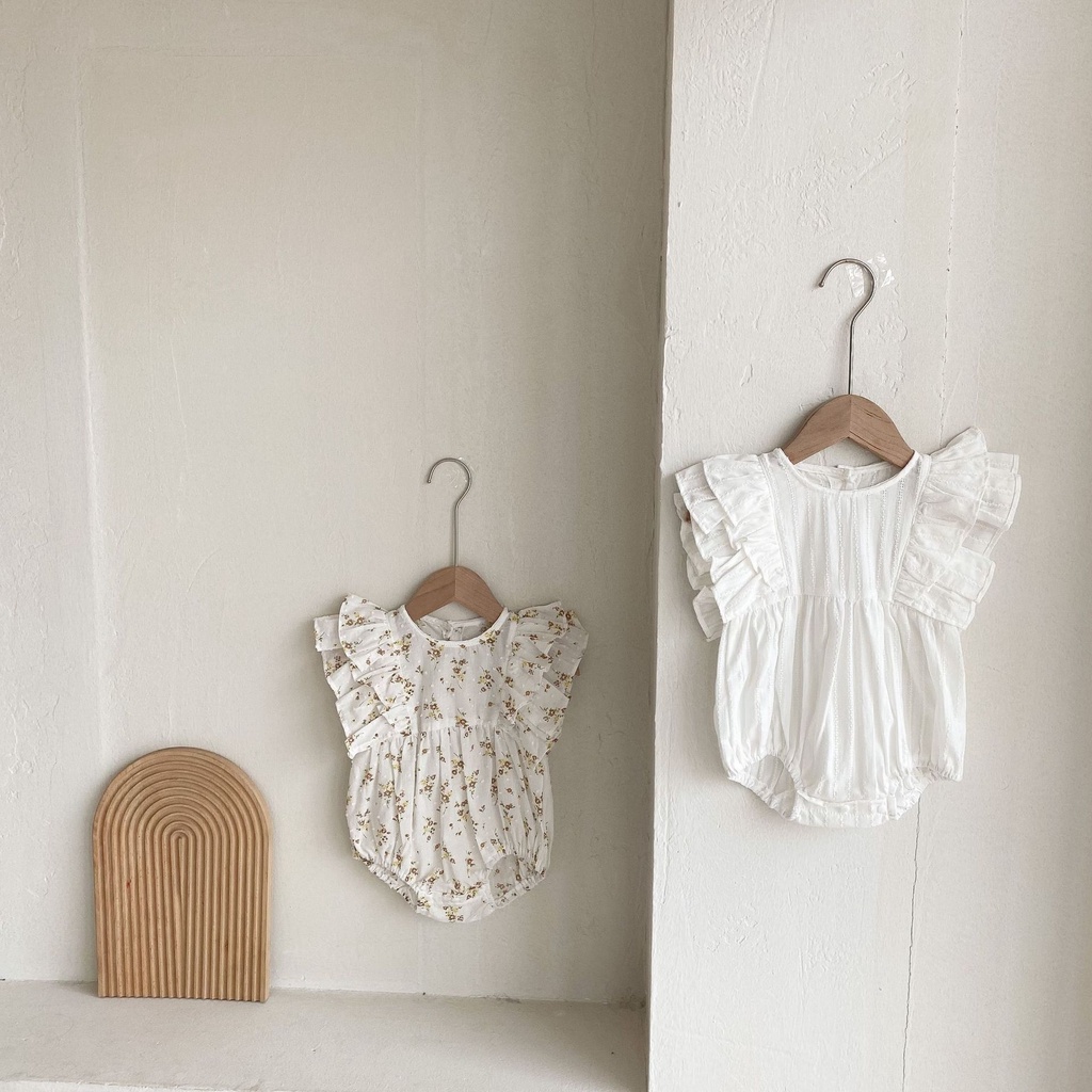 Body sơ sinh bé gái tay bồng hoa nhí và trắng kèm ảnh thật