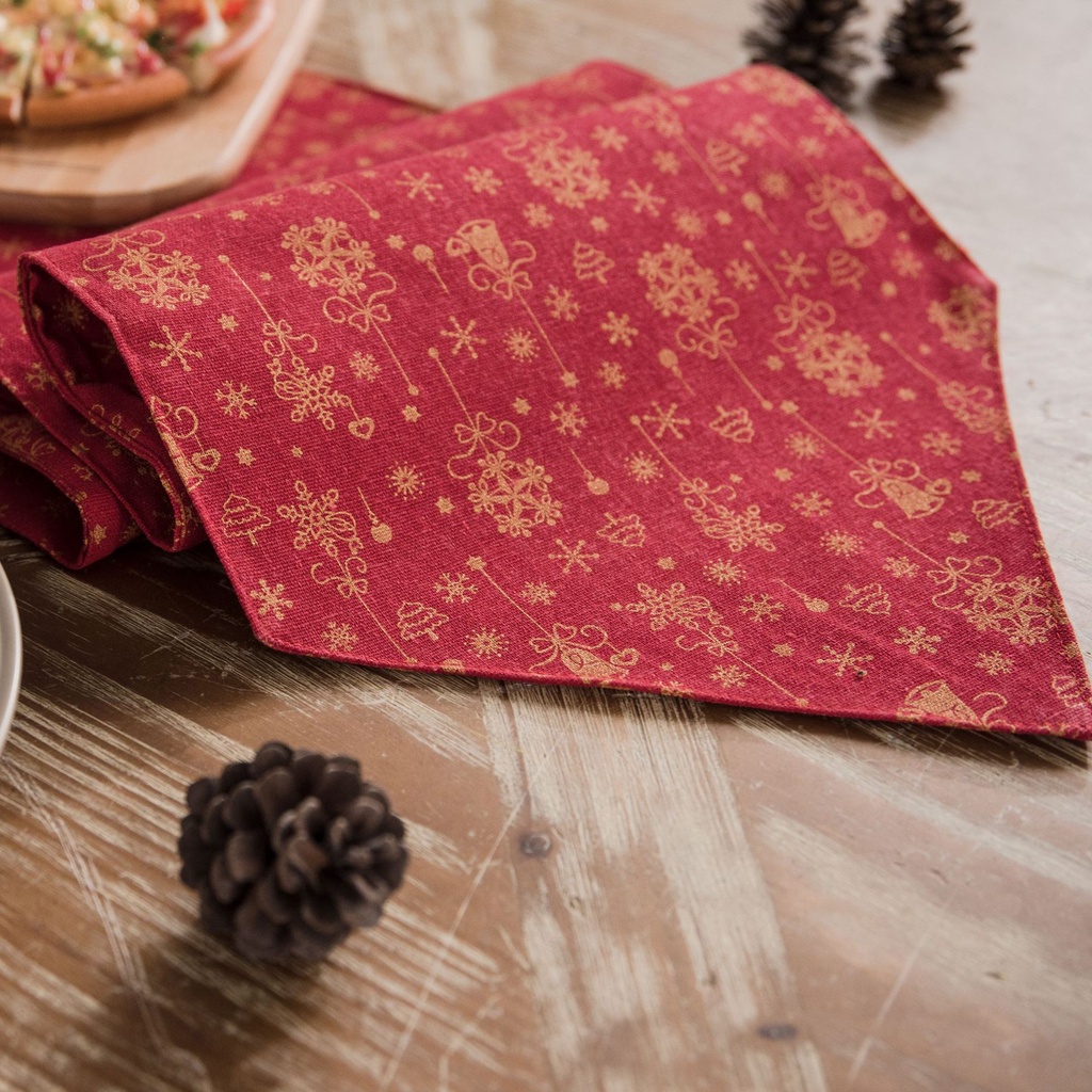 Khăn Trải Bàn Ăn Bằng Cotton Lanh In Họa Tiết Kẻ Sọc Phong Cách Giáng Sinh Độc Đáo Trang Trí Nhà Cửa