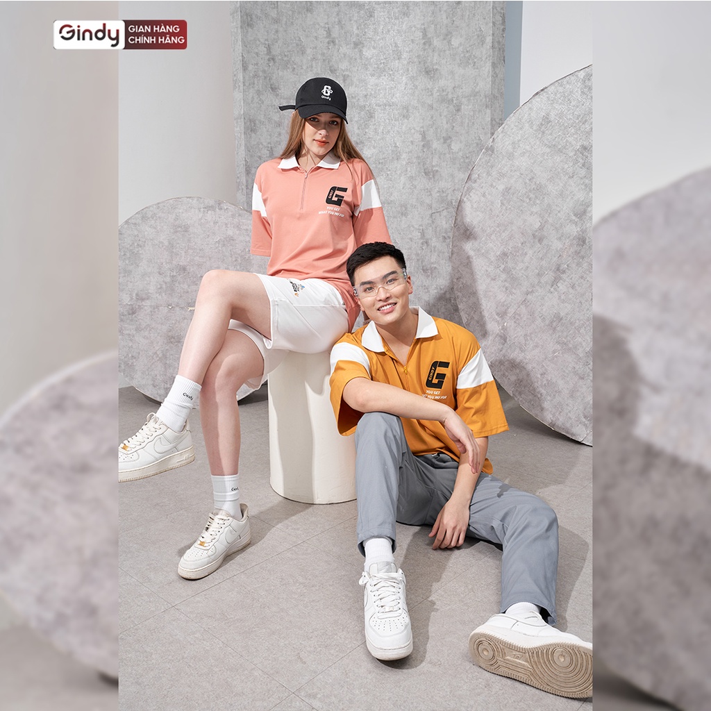 Áo thun polo nam nữ form rộng GINDY phông tay lỡ Local Brand phong cách Hàn Quốc A074