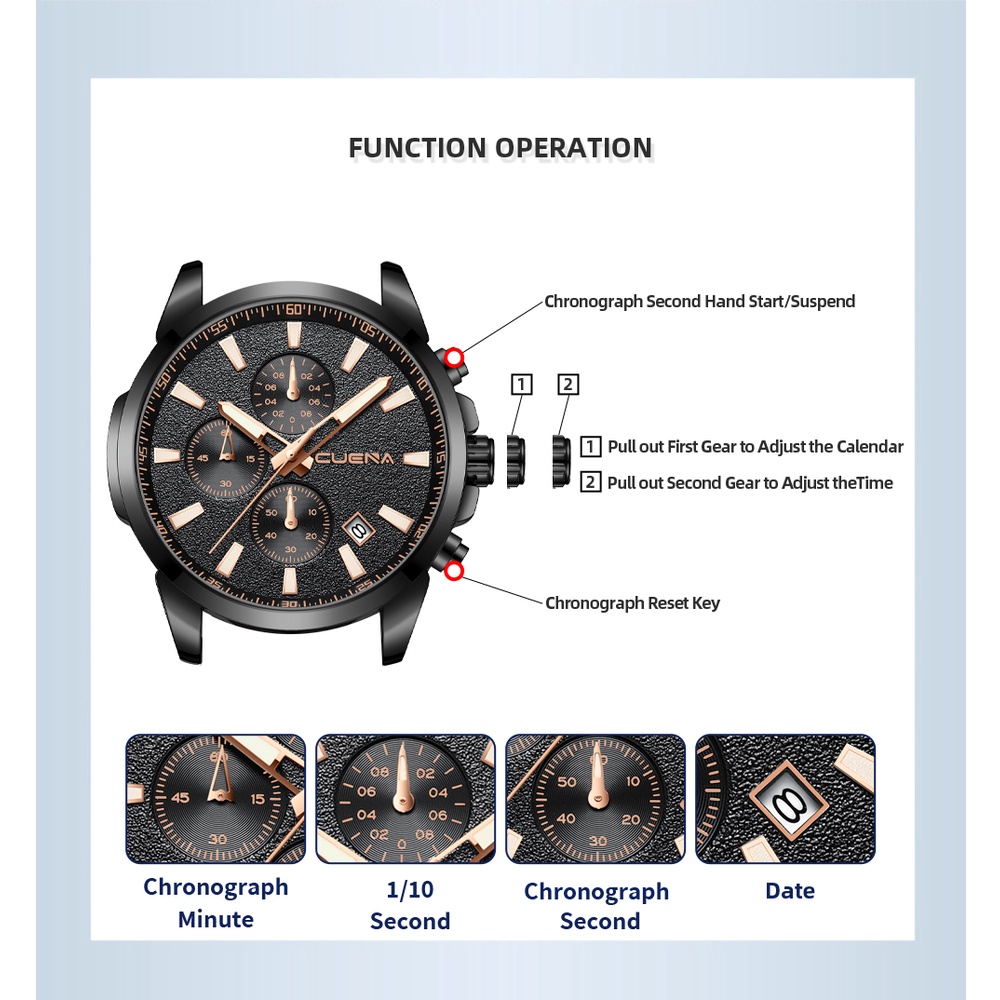 Đồng hồ CRRJU 6820 L dây da máy quartz phong cách thể thao không thấm nước thời trang công sở đa năng dành cho nam