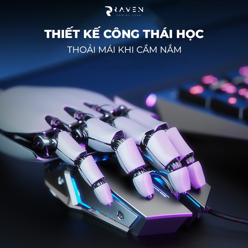 Chuột gaming có dây TEKKIN INPHIC PW2 chuột chơi game máy tính LED 12 màu, khung kim loại, 4000DPI cá tính