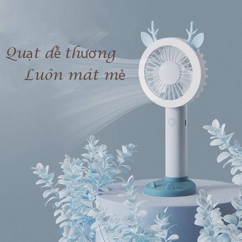 Quạt mini tích điện cầm tay để bàn cute giá rẻ văn phòng sạc USB haochi