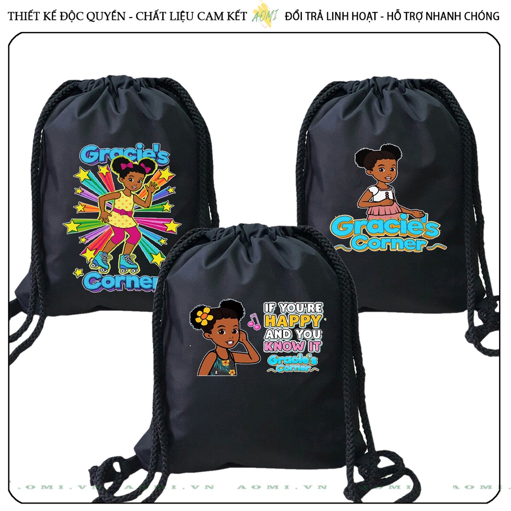 BALO MINI phonics song gracie's corner AOMIVN DÂY RÚT ĐEO VAI 33x38cm NHỎ XINH UNISEX CHẤT CANVAS CUTE TIỆN ÍCH DU LỊCH