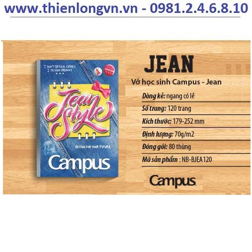 Lốc 5 quyển vở kẻ ngang 120 trang B5 Jean Style Campus NB-BJEA120