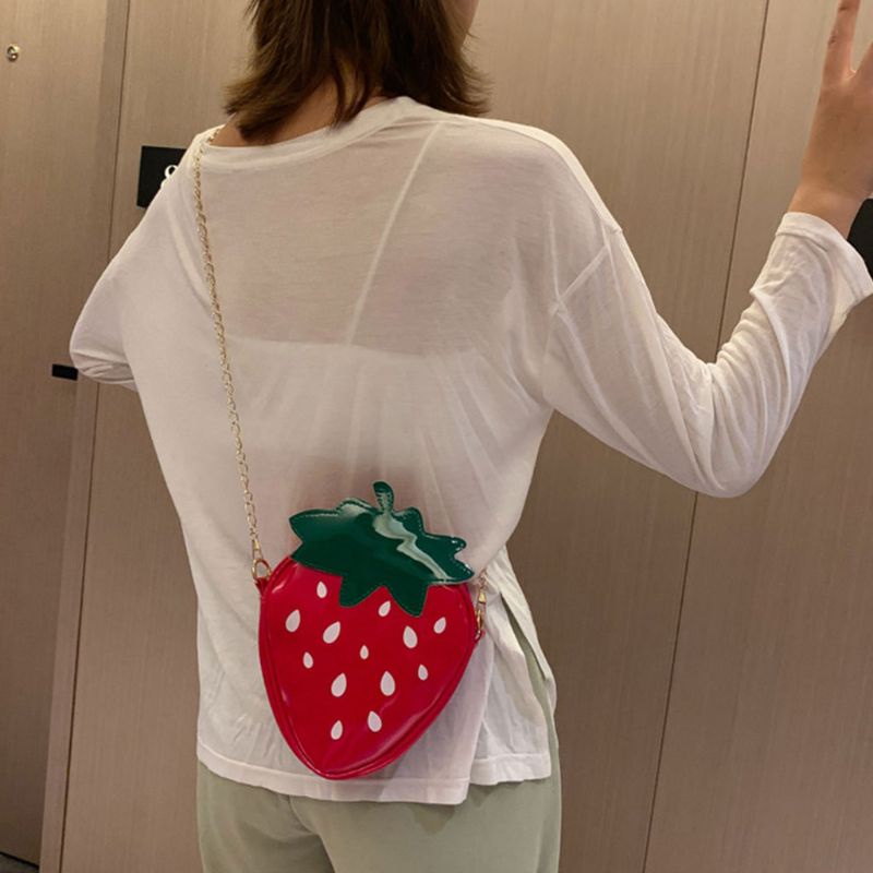 Túi Đeo Chéo Mini Hình Quả Dứa / Dâu Tây Dễ Thương Dành Cho Nữ