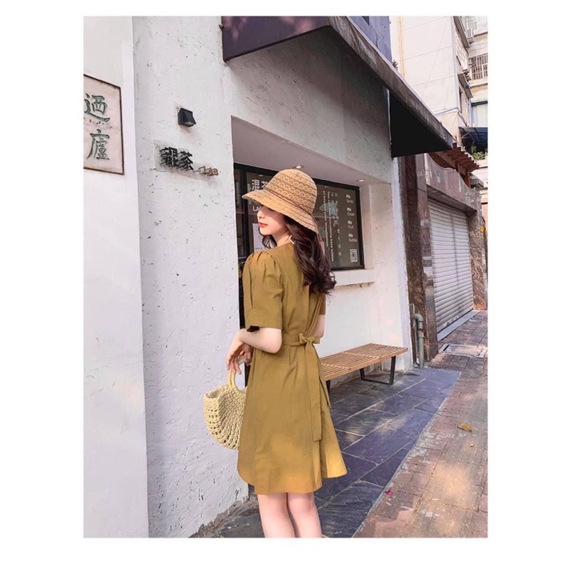 [Mã FAGREEN1505 giảm tới 30K đơn 99K] Váy nâu thời trang mix cổ vạt dễ thương⚡️Ảnh thật | BigBuy360 - bigbuy360.vn