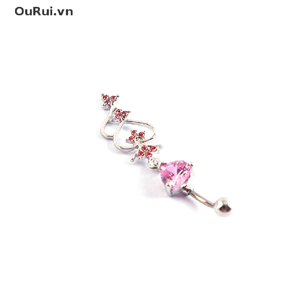 Khuyên Rốn Hình Trái Tim Đính Đá Lấp Lánh