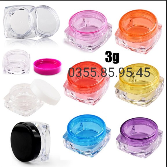 100 hũ pet chiết 3g-5g đáy vuông xịn- hủ nhựa đựng mỹ phẩm, kem du lịch