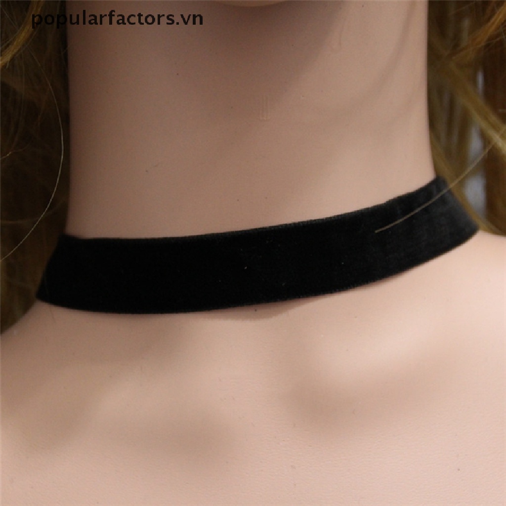 Vòng cổ choker nhung màu đen làm bằng tay phong cách gothic cổ điển