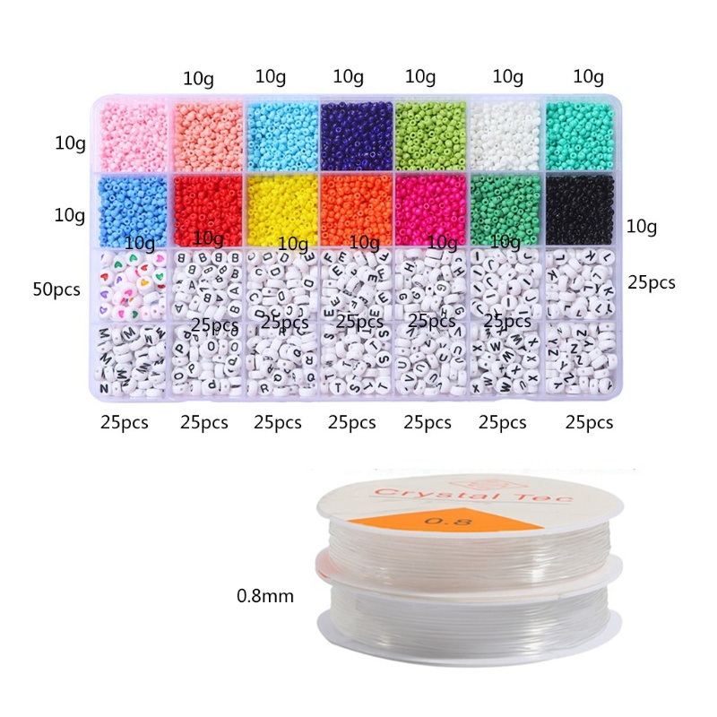 Bộ 5000 Hạt Xỏ Vòng Nhiều Màu Sắc Co Giãn Để Làm Trang Sức