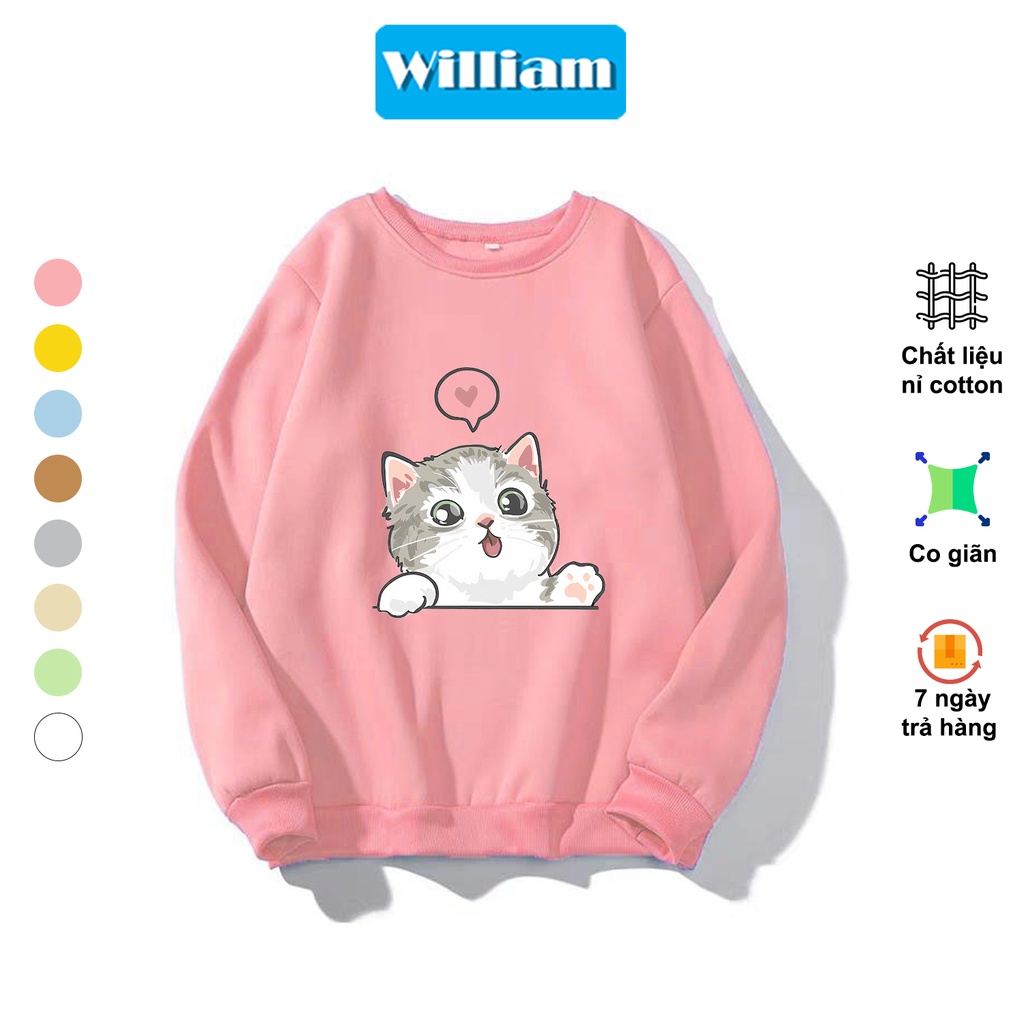 Áo sweater nam nữ hình Mèo dễ thương chất nỉ bông dày dặn, in Pet cao cấp William - DS226
