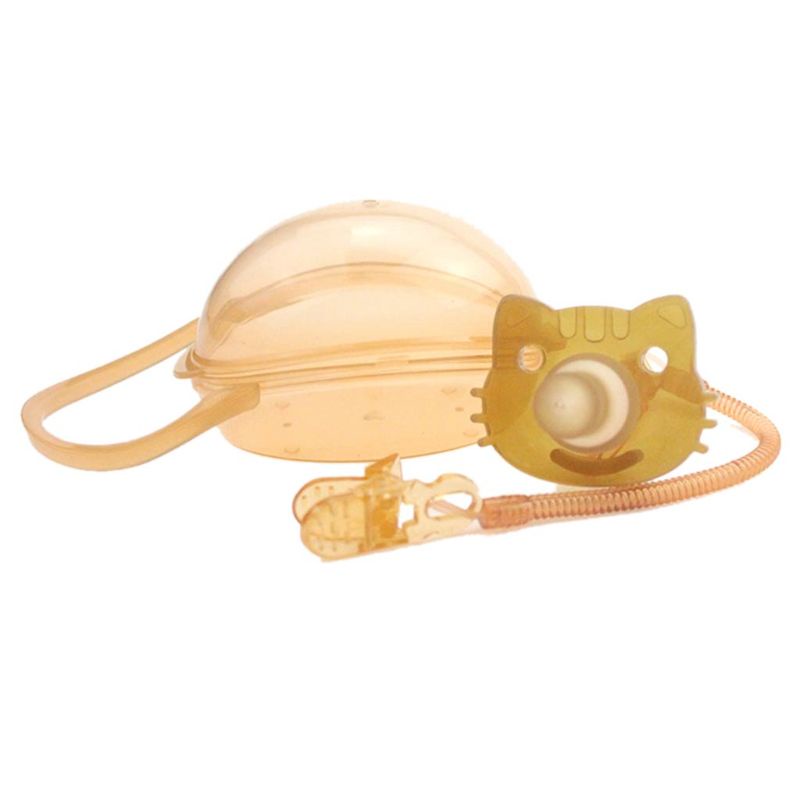 Núm ti giả kèm dây đeo và hộp đựng bằng silicon cho trẻ sơ sinh (có bán lẻ núm ti giả)