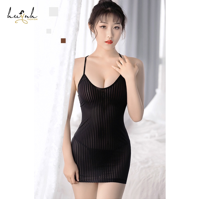Váy Ngủ Body Ôm Tôn Dáng Sexy Hở Lưng Dây Đan Chéo Gợi Cảm - N80