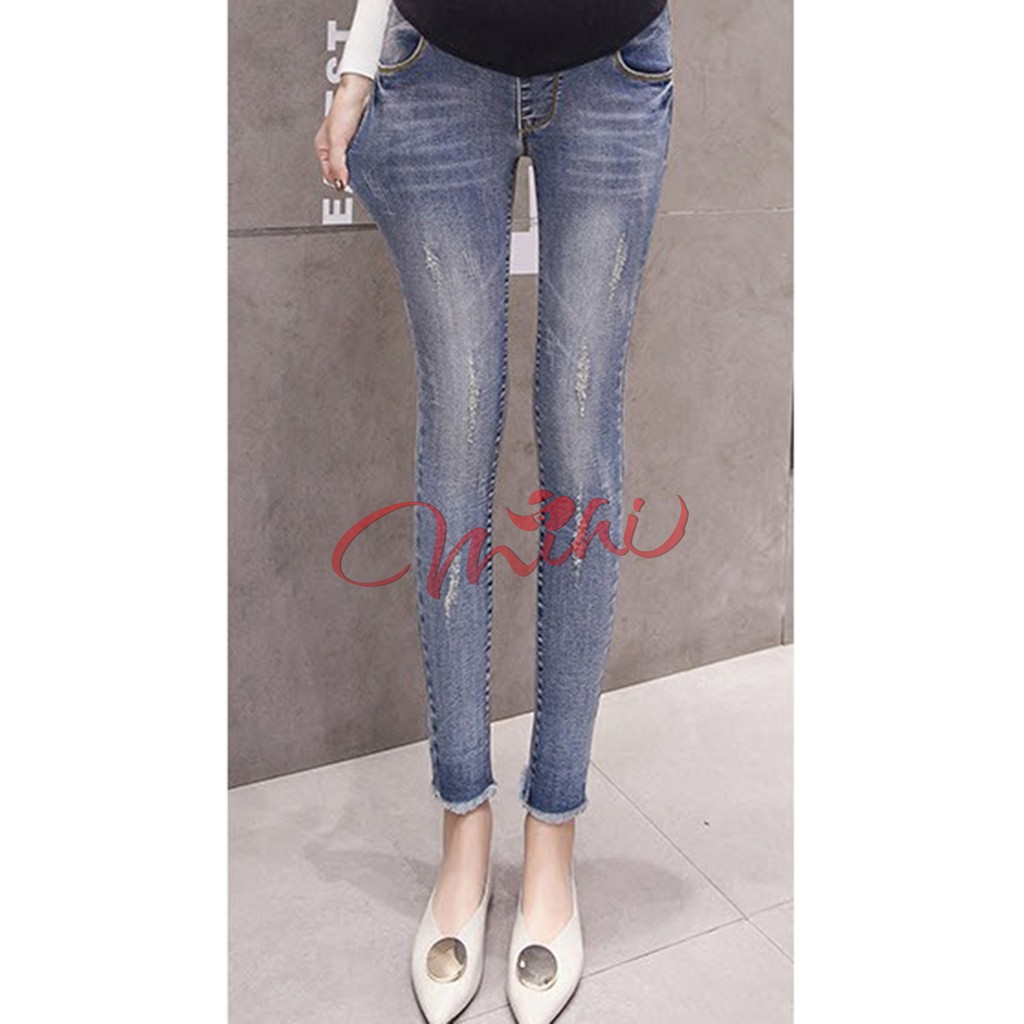Quần bò bầu, quần Jean / Jeans cho bà bầu rách gấu - Hàng Quảng Châu chất đẹp (có ảnh THẬT)
