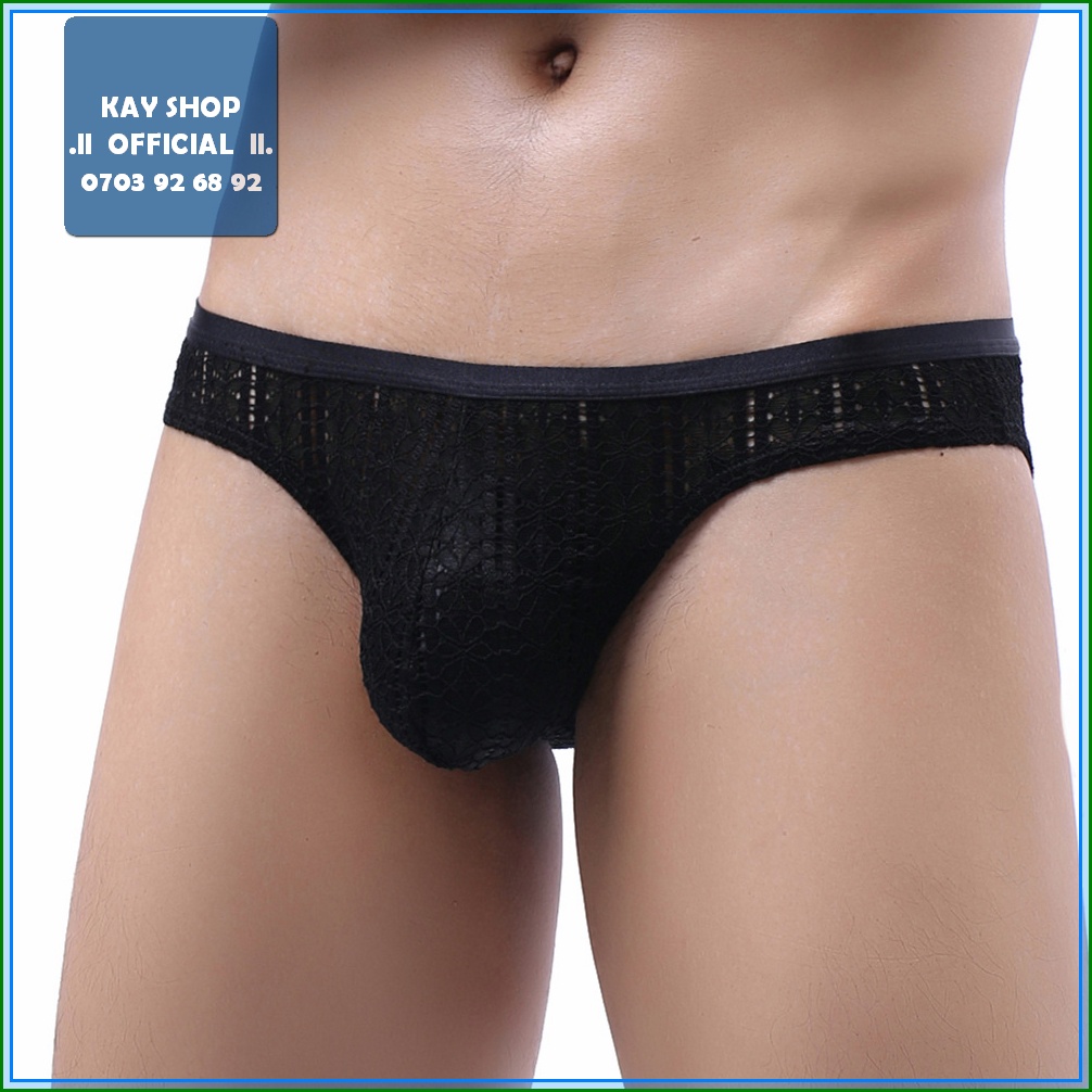 Quần lót nam sexy tam giác cotton đục lỗ tạo hình phá cách - Quần sịp nam ôm mông căng tròn quyến rũ