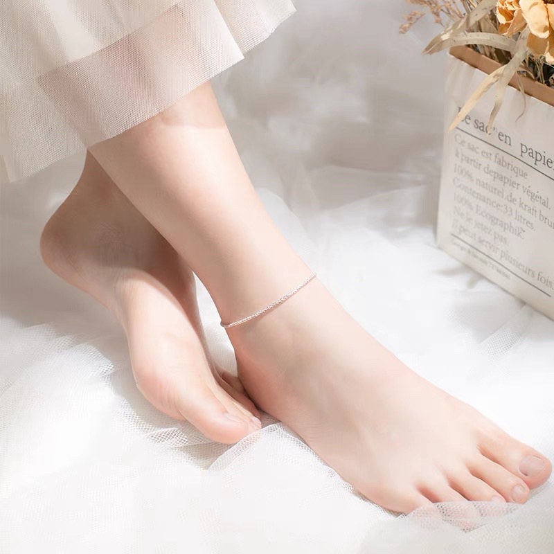 Lắc tay bạc lắc chân bạc thật DaLiA Jewelry lắc bạc dây hoa xù bông tiểu thư