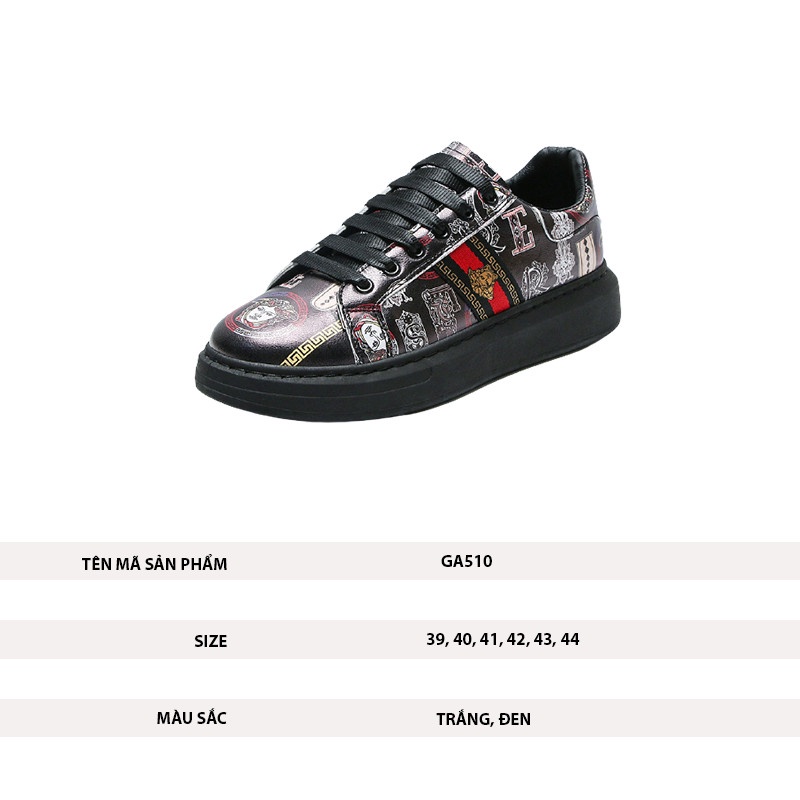 Giày nam sneaker thể thao tăng chiều cao đen đẹp GA510