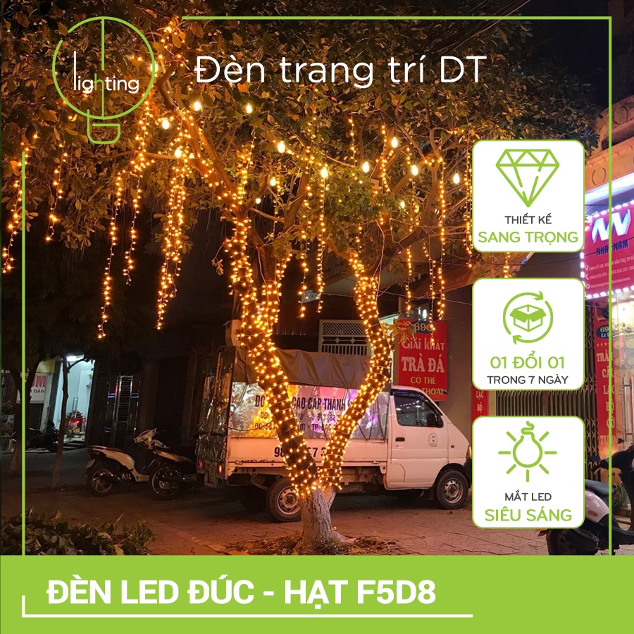 LED đúc F5 đế 8mm,chống nước điện áp 12V,trang trí nhà,cuốn cây.