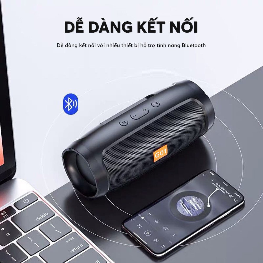 Loa bluetooth nghe nhạc mini GrownTech charge 4+ mini bass tốt có dây đeo