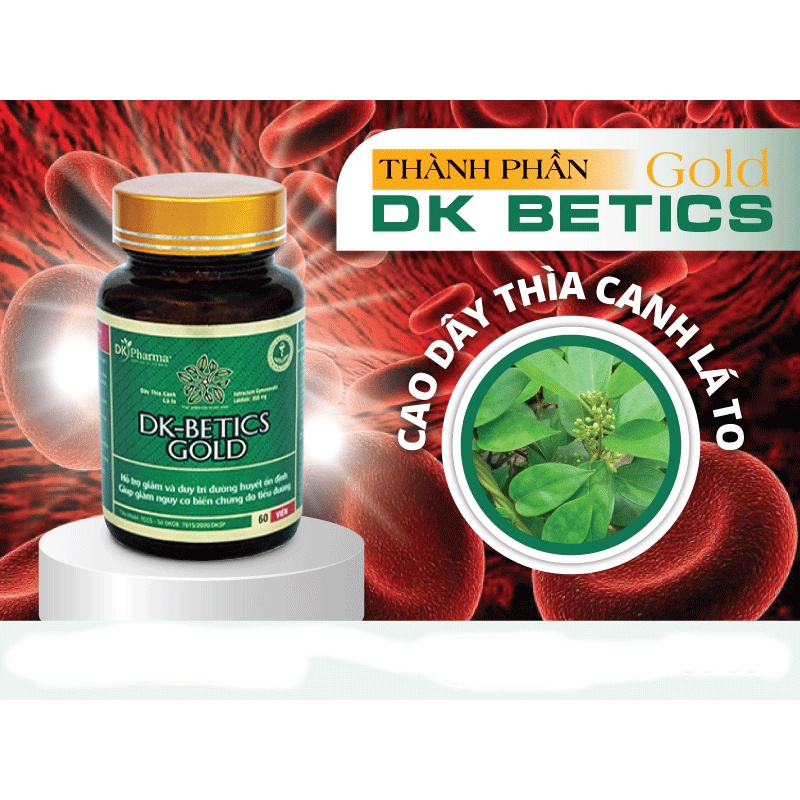 DK - Betics Gold - Hỗ trợ giảm nguy cơ biến chứng do tiểu đường, duy trì đường huyết ổn định (Hộp 2 lọ x 60 viên)
