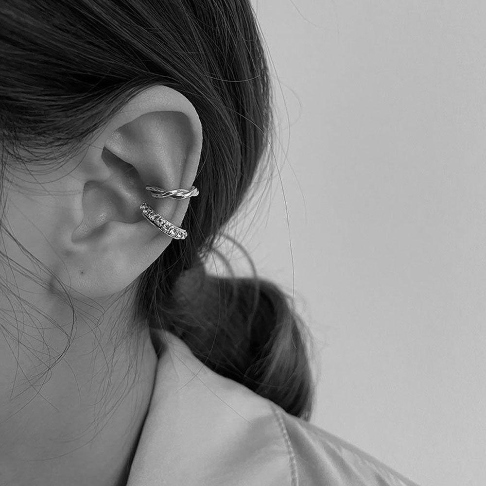 Khuyên Kẹp Tai Thiết Kế Tối Giản Sang Trọng|Đôi Bông Tai Dáng Dài Đính Đá Thời Trang Cho Nữ