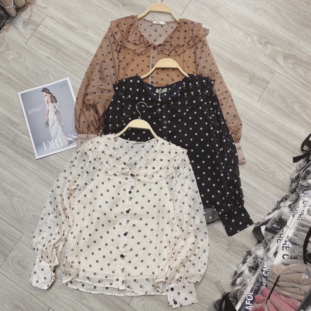 Áo sơ mi voan chấm bi kèm 2s mã GH01