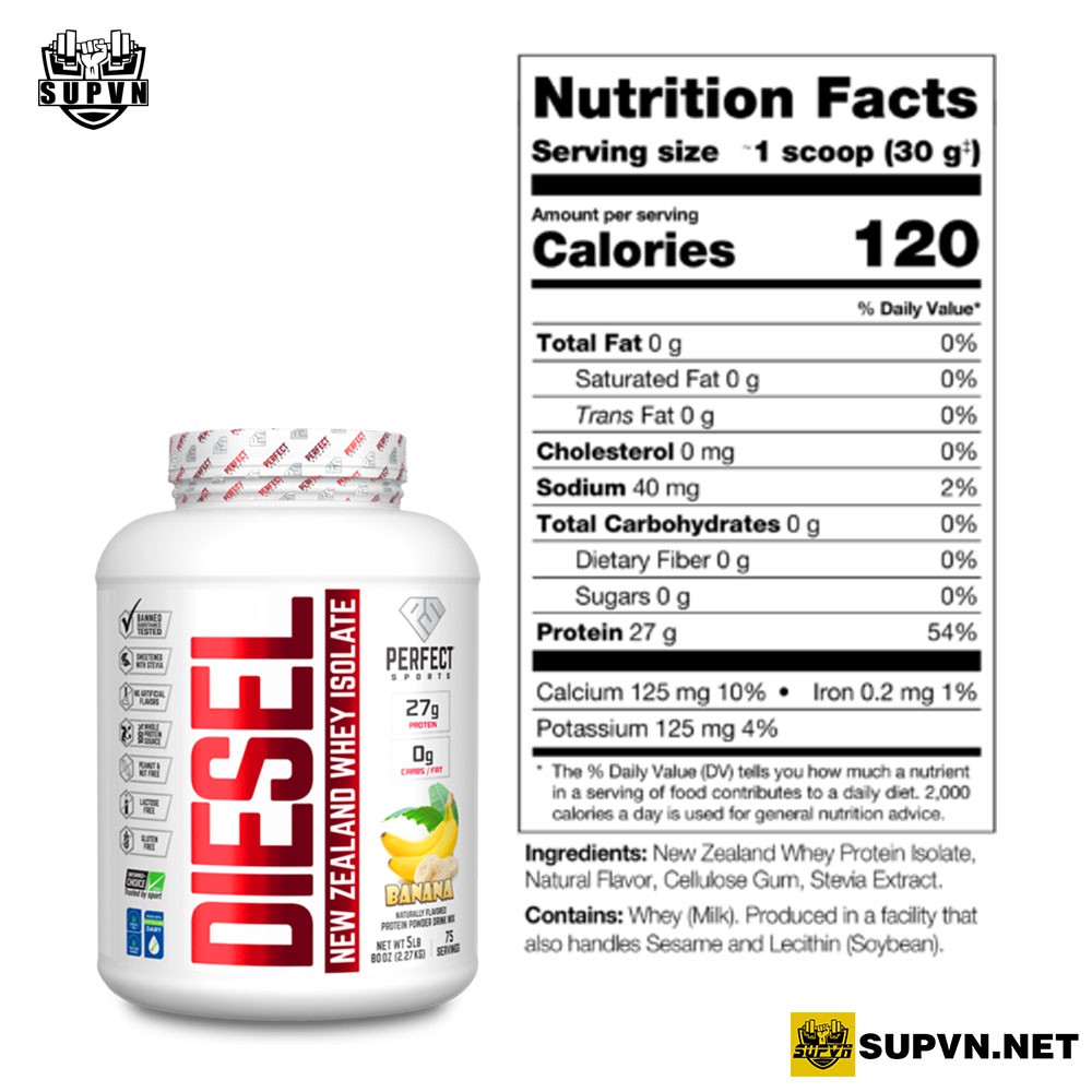 DIESEL NEW ZEALAND WHEY PROTEIN ISOLATE 5LBS - SỮA TĂNG CƠ SIÊU TINH KHIẾT PERFECT SPORTS