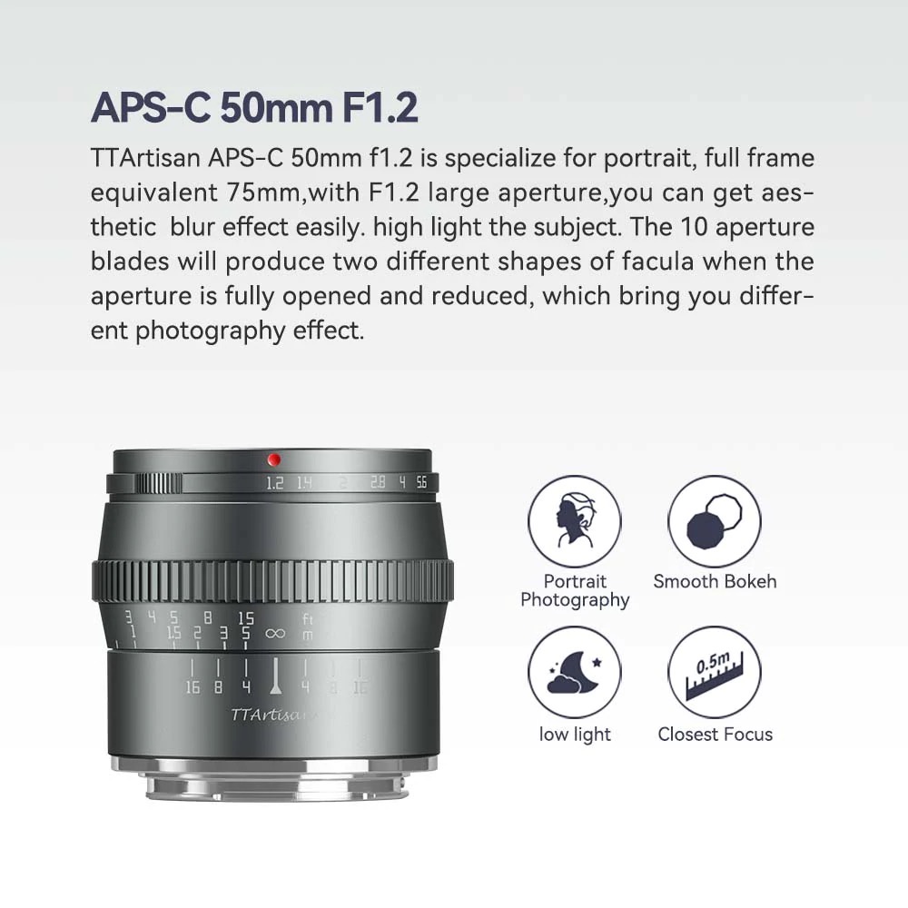 Ống Kính TTArtisan 50mm f1.2 Dành Cho Máy Ảnh Fujifilm - Chính Hãng