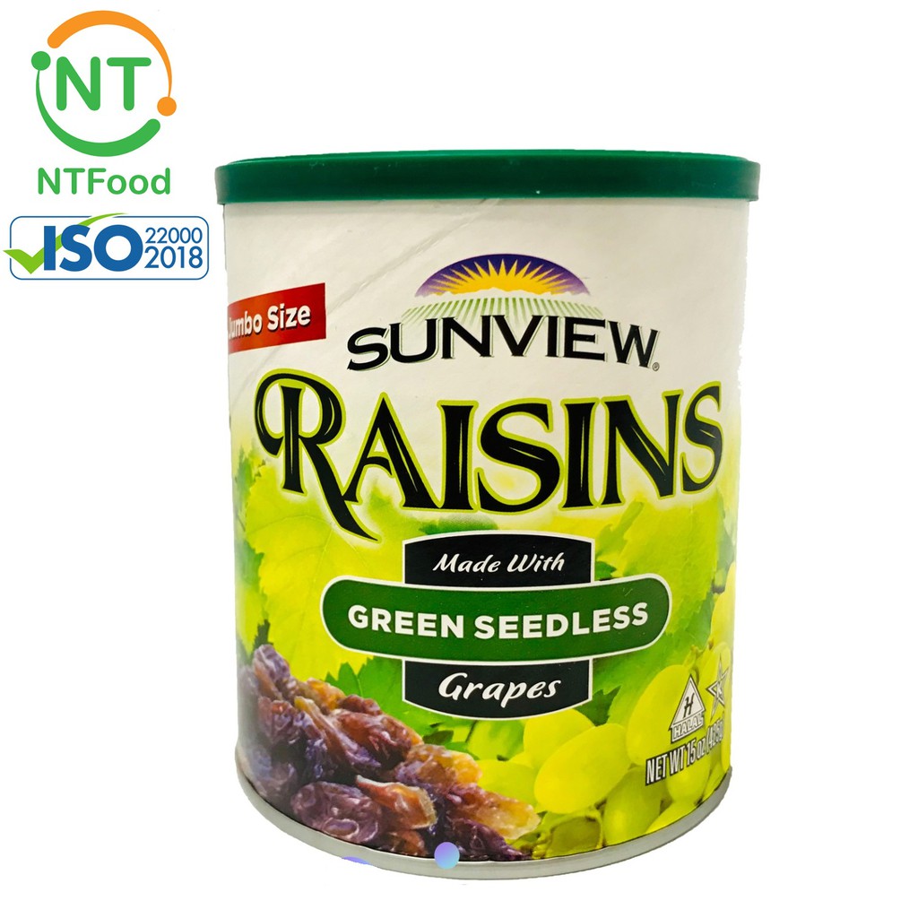 (Date T11/2023) Nho khô Mỹ không hạt Sunview Raisins Green Seedless 425 gram - Nhất Tín Food