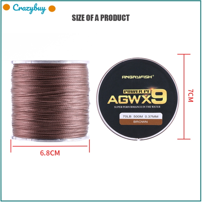 Cuộn dây câu cá 9 sợi X9 bằng PE dài 500m 15LB-100LB bền chắc tiện dụng