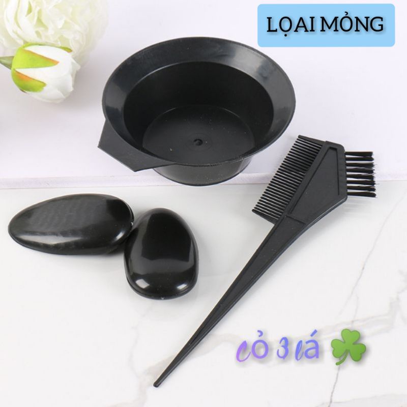 set dụng cụ chuyên nhuộm tóc (1lược+1chén+2nút bịt tai) lọai thường, nhựa mỏng