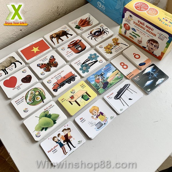 Bộ thẻ học thông minh 16 chủ đề 416 thẻ Chủ Đề Song Ngữ Anh-Việt Flashcards đồ dùng dạy học cho bé học từ vựng- Asam