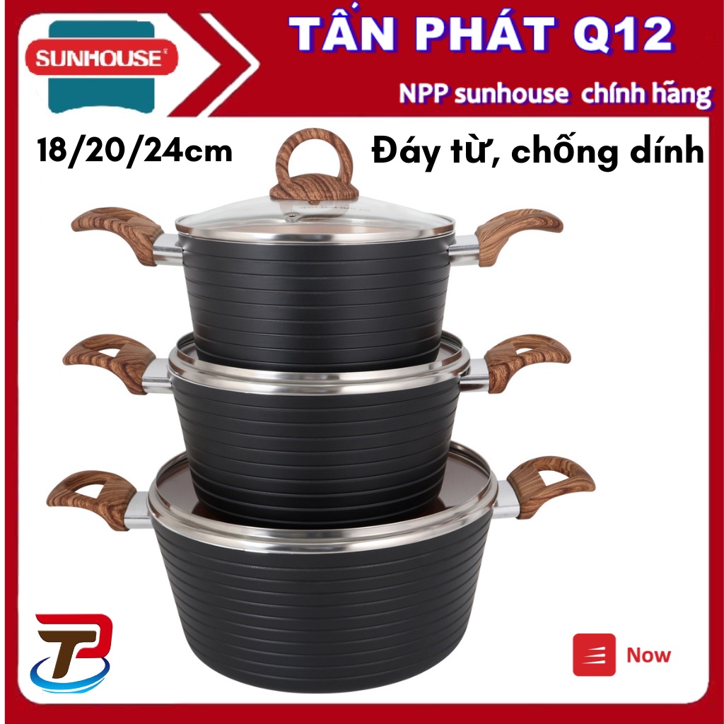 Bộ nồi Ceramic Đáy Từ SUNHOUSE 2003MCA CÓ TÁCH LẺ 1 HOẶC 2 NỒI