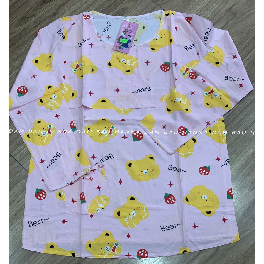 [HANNA] Đồ bộ bầu tay dài mặc nhà cho mẹ bầu và sau sinh size 40-70kg vải tone 2 da cao cấp mềm mát ít nhăn bền hơn