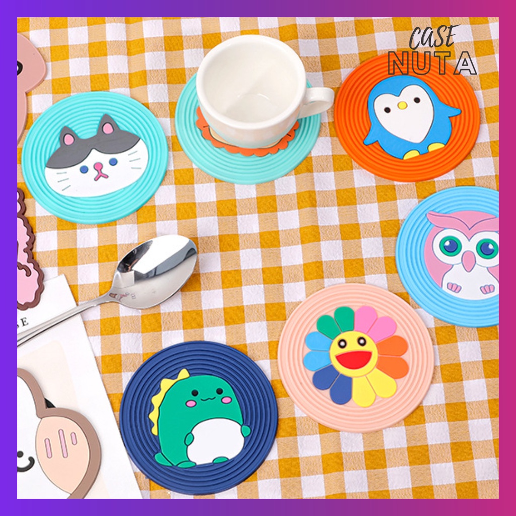 Miếng lót ly dẻo họa tiết hình 3D Cute