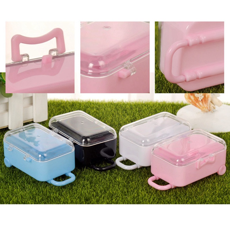 Bộ 2 hộp đựng kẹo hình va li kéo màu trắng / hồng đáng yêu