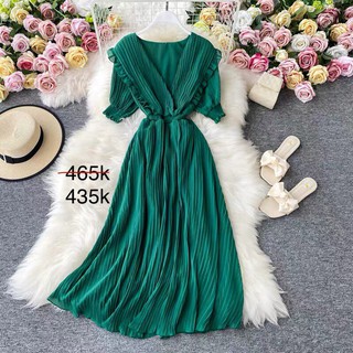 Đầm Zara chifon dập ly xanh ngọc siêu đẹp DT1DLG74N10