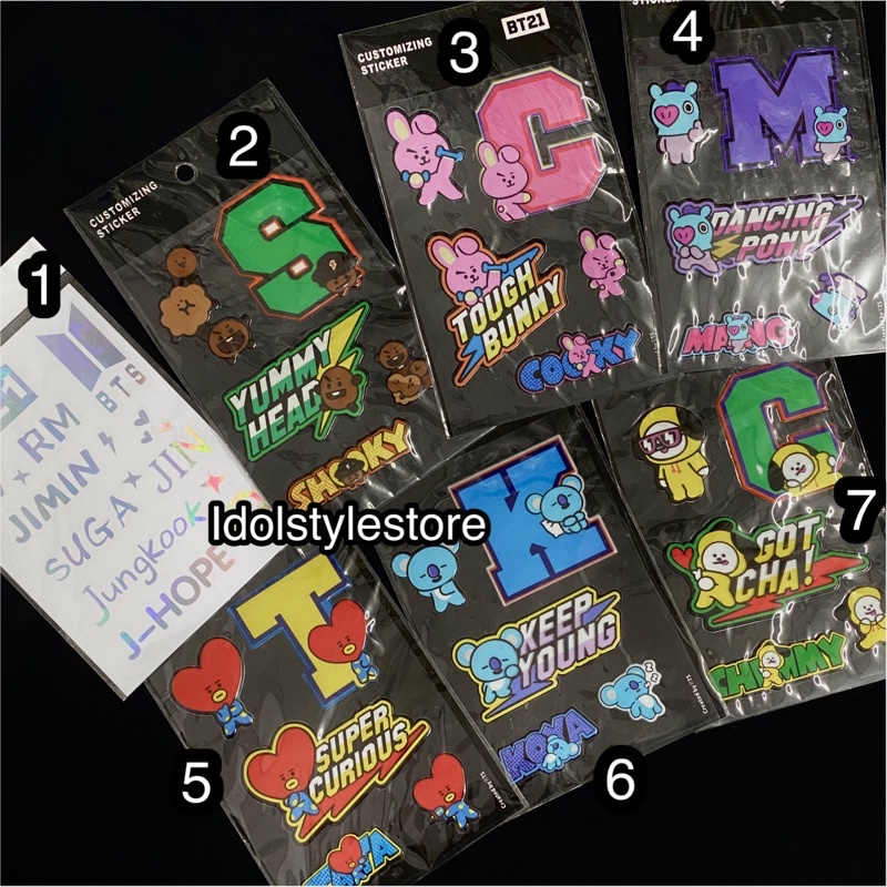 set sticker dán BT21 và hologram BTS