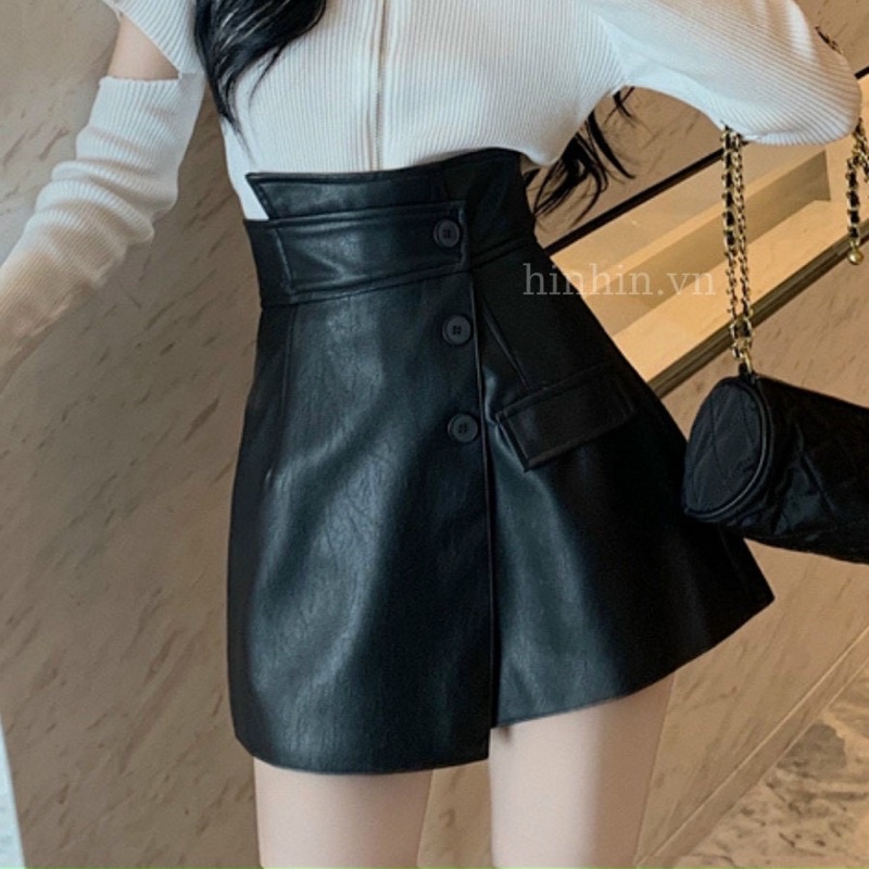 Chân Váy Da Đắp Chéo Nút Lệch | BigBuy360 - bigbuy360.vn